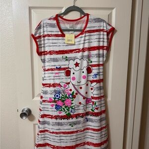Striped Red and White Women's Pajama Dress